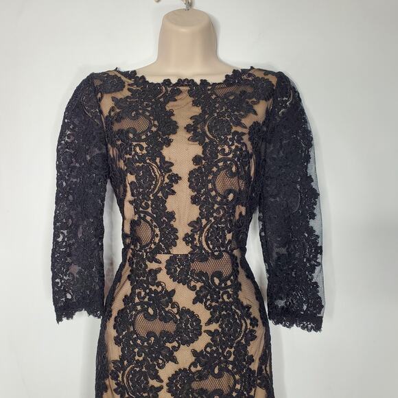 Alice + Olivia Jae Lace Open Back Maxi Dress Gown Black Mermaid Cocktail Size 8 - Picture 5 of 16